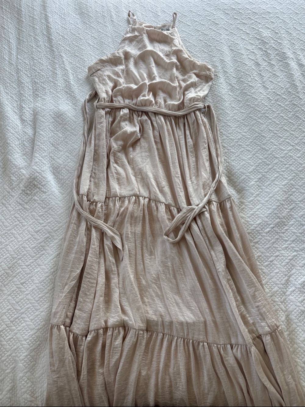 She + Sky Soft Blush Halter Maxi Dress